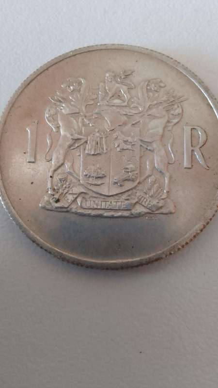LOW START !!!  1969 R1 (S.A.) SILVER COIN - DONGES- (AFRIKAANS)