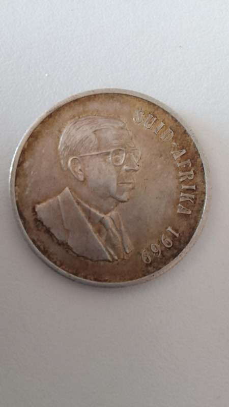 LOW START !!!  1969 R1 (S.A.) SILVER COIN - DONGES- (AFR)