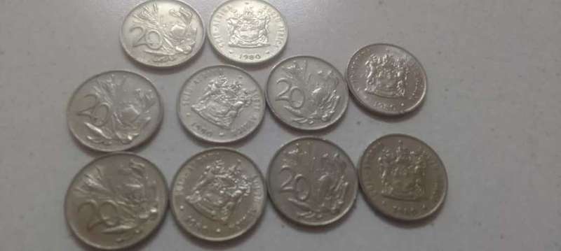 1980 RSA TWENTY CENT NICKEL (BID PER COIN)