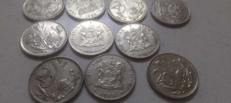 1984 RSA TWENTY CENT NICKEL (BID PER COIN)