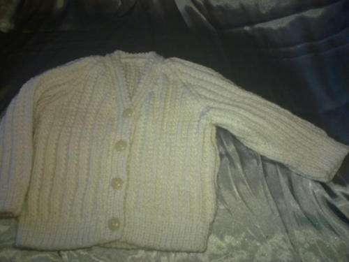 1yr white fisherman's rib cardigan