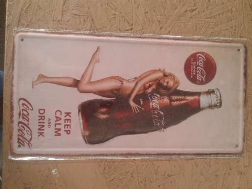 vintage plate sign  girl loves coke