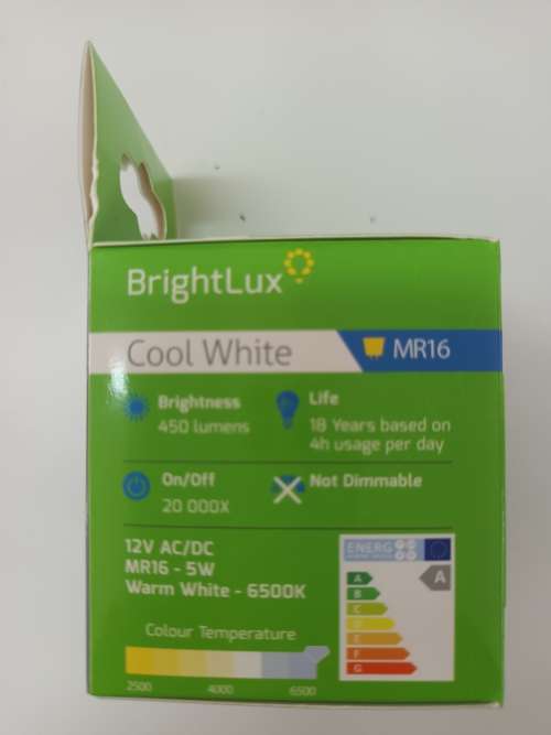 bulk 100 pcs -12V DC Downlight 5W Brightlux MR16 cool white