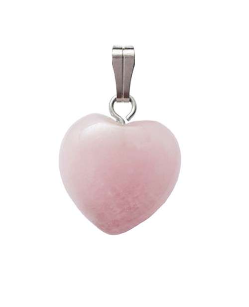 Rose Quartz Heart Pendant  silver metal bale. 15mm