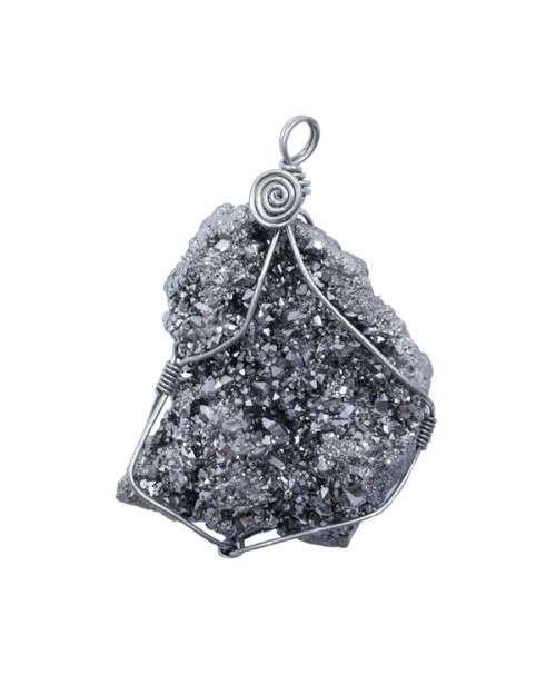 Silver Aura Wire Wrapped Pendant  "The stone of Higher Vibration, Vitality & Happiness ."