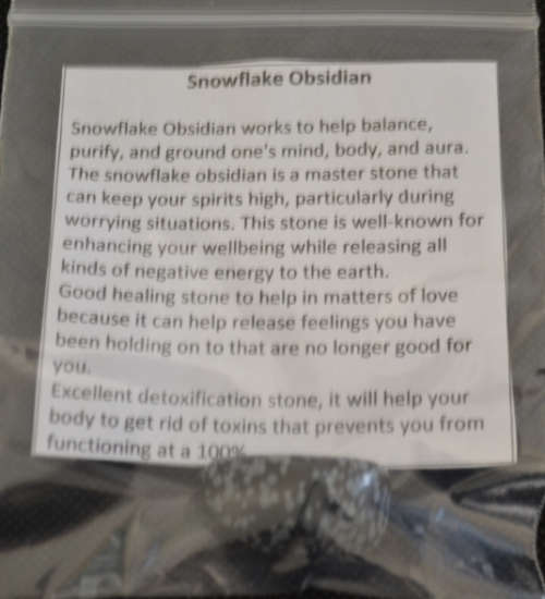 Large Snowflake Obsidian balance, purify, and ground one's mind, body, and aura.