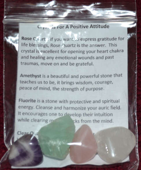 Large Crystals for a Positive Attitude Amethyst, Smokey Quartz, Fluorite, Clear Quartz& Rose Quartz