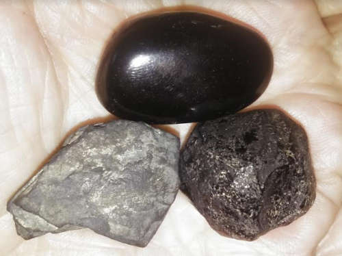 Shungite, Black Obsidian and Apache Tear Rough