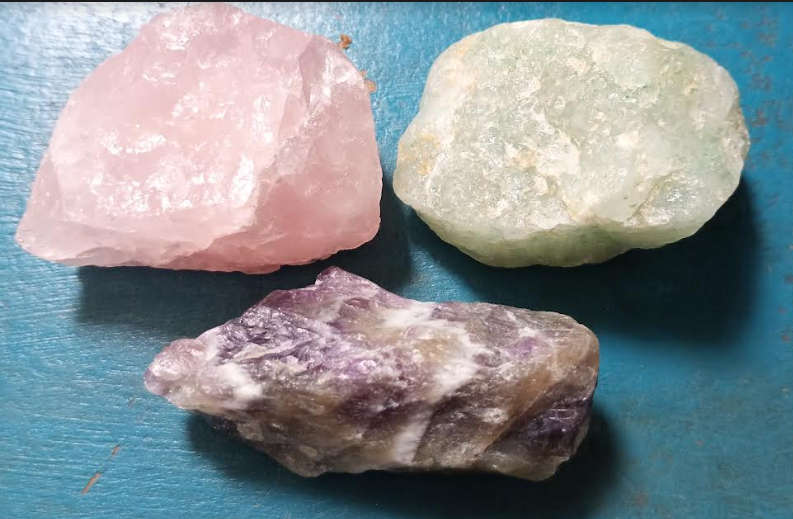 3 Large Rough Stones  Luck, Abundance Love and Protection of Aura