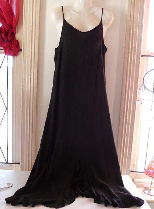 Black cotton ruffle detail maxi dress SIZE LARGE