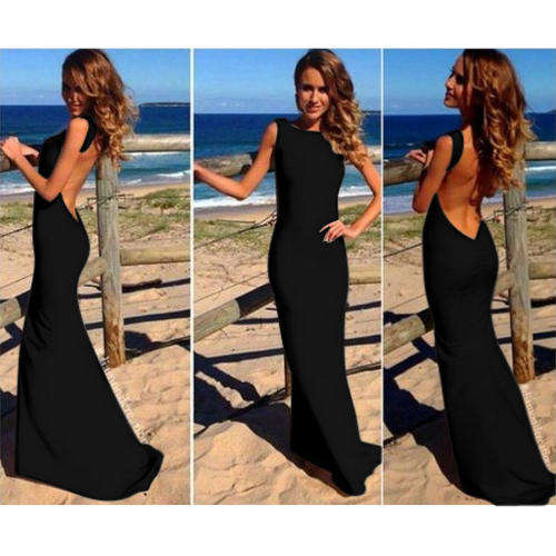 Deep V-back Bodycon Gown  MEDIUM