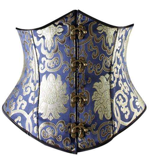 Blue Brocade Steel Bone Underbust Corset S,M,L,XL,2XL