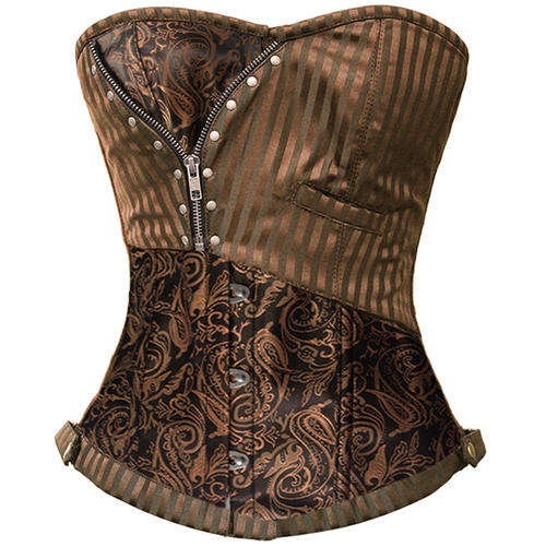 Brocade Steampunk Corset With Zip    S,M,L,XL,2XL,3XL,4XL,5XL,6XL