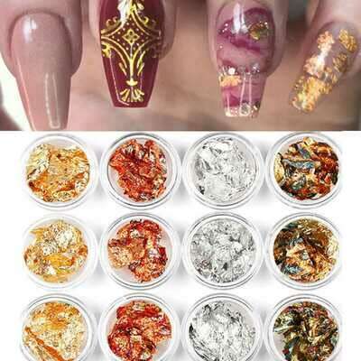 nail foil flakes silver 1 jar