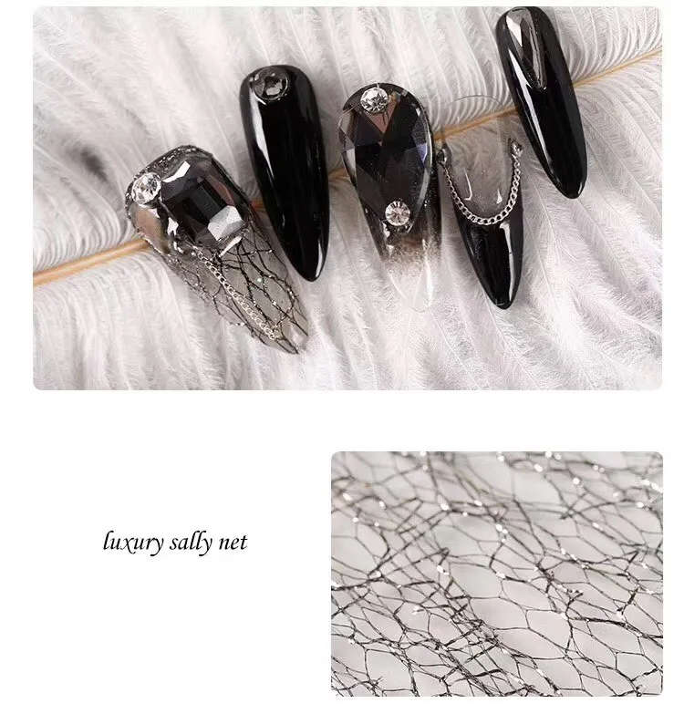 black mesh nail art