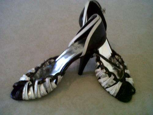 black and white heels