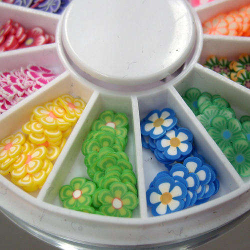 FREE SHIPPING 120 pcs 3D Nail Art Tips Glitters FIMO Slice Rhinestones Beads Wheel