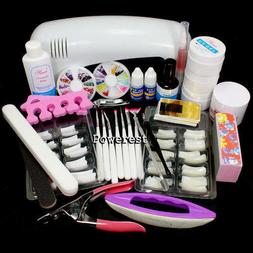 Nail Art UV Gel Kits Tool UV lamp Brush Remover nail tips glue acrylic
