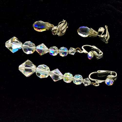 Two Pairs Clip-On Aurora Crystal Clip-On Earrings