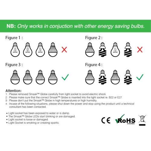3 x SMAAK E27 Screw LED Rechargeable Light Bullb - Never get left in the Dark