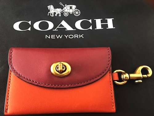 COACH , DESIGNER GENUINE LEATHER CARDand KEY RING HOLDER