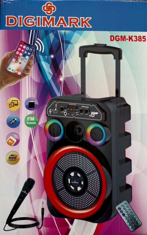 BLUTOOTH TROLLEY RECHARGEABLE SPEAKER WITH MICROPHONE AND REMOTE