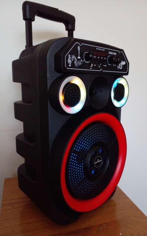 BLUTOOTH TROLLEY RECHARGEABLE SPEAKER WITH MICROPHONE AND REMOTE