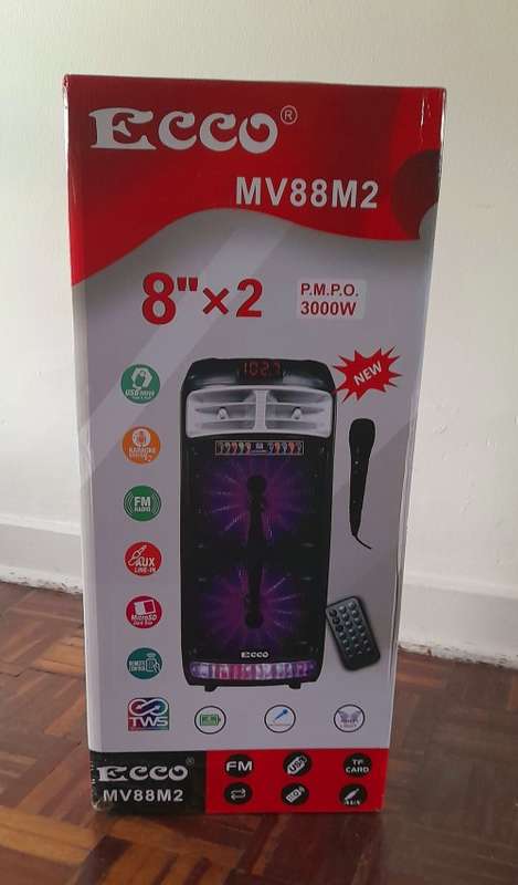 BIG 8x2` Ecco 3000W Bluetooth Speaker with microphone and Remote
