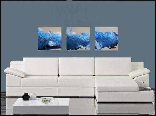 " Shorebreak "  Original abstract artwork ! . READY TO HANG set of 3