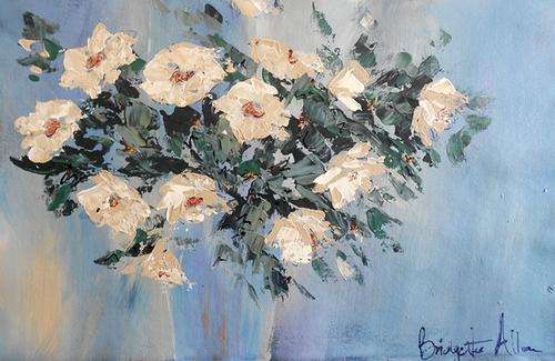 Cream roses Original painting on  canvas,