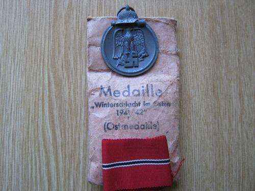 NAZI GERMAN RUSSIAN FRONT MEDAL 1941/42 IN ISSUE ENVELOPE