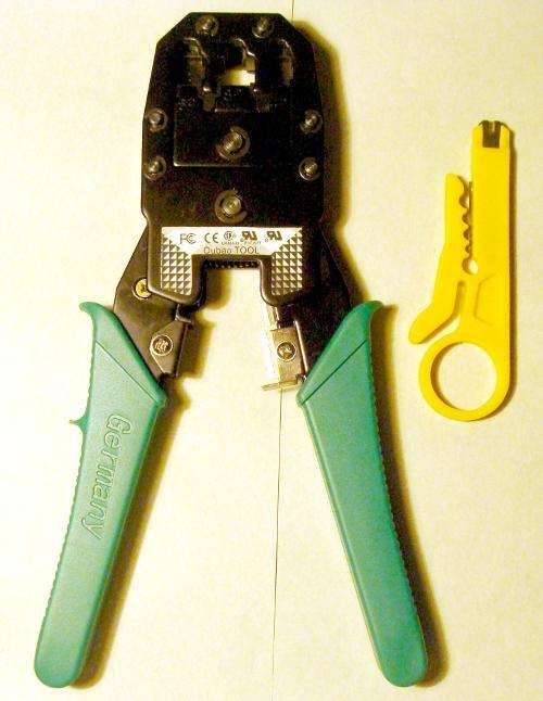 RJ11 and RJ45 Network Crimping Tool + 18 sealed Cat 5 E patch cables + 80+ connectors