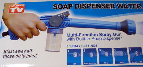 Water cannon with soap dispenser