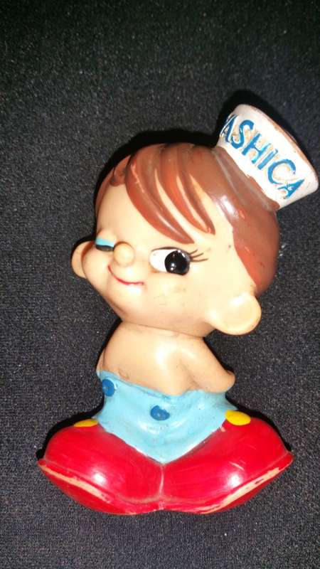Hard to Find 1962 rubber advertising doll for Yashica Cameras by Modern Plastics Corp. Made in Japan