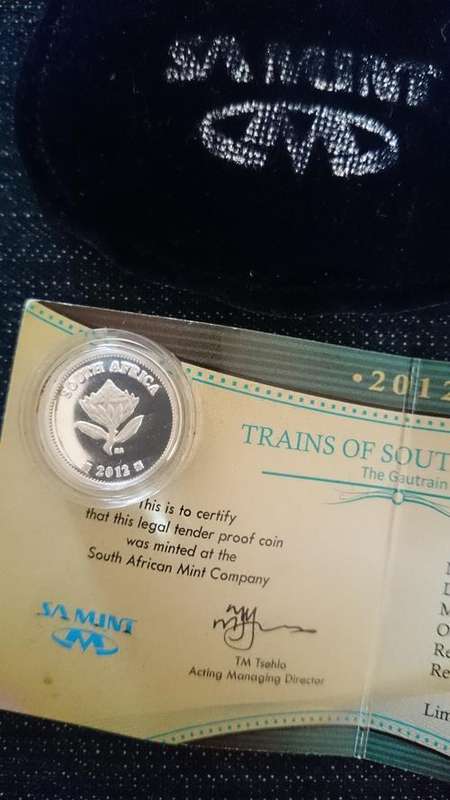 Get yours now!!!  2012 Trains of South Africa Limited Edition Gautrain 2 1/2c Silver Tickey
