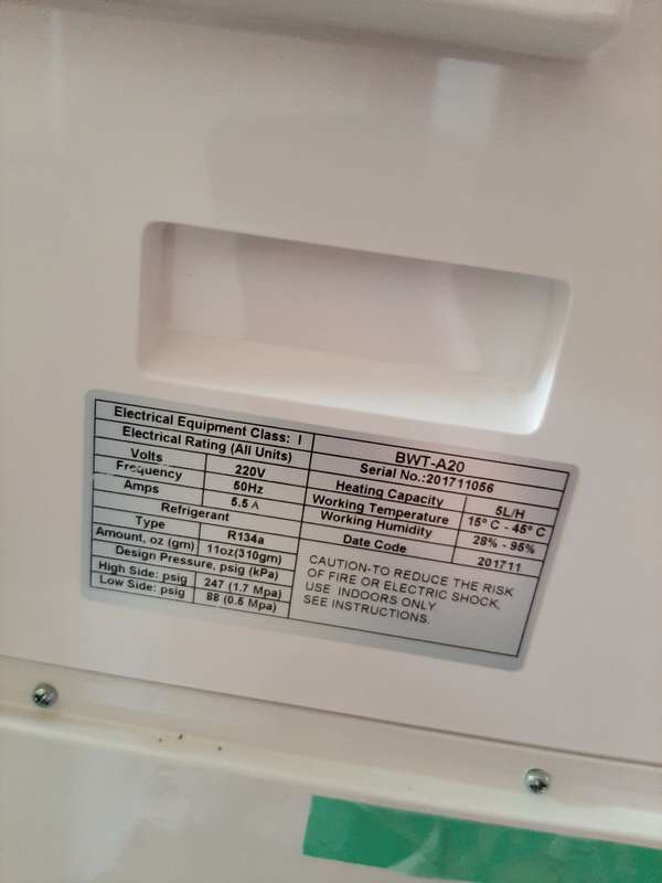 Atmospheric Water Generator Air to Water Dispenser 20L (BWT-A20)