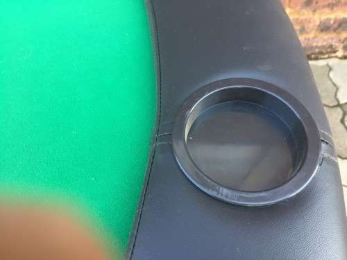 Felt-lined poker table with drinks holders, 8 players