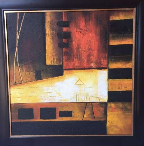 Abstract Acrylic on Board, Framed