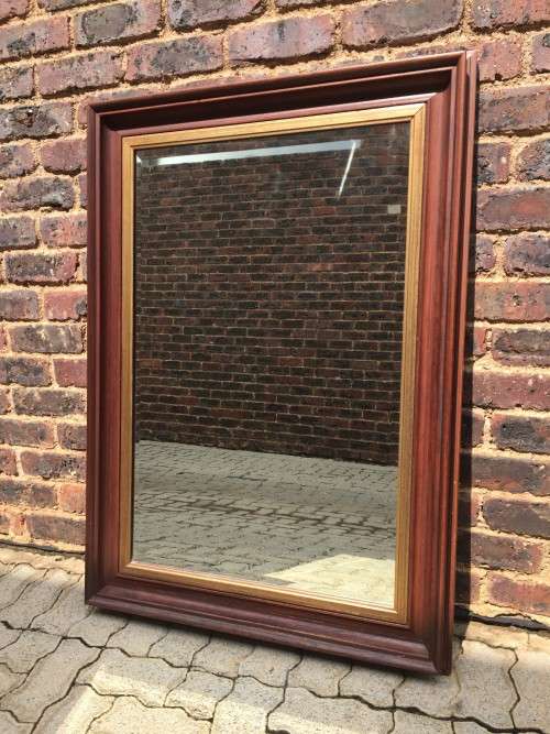 Large hall mirror with wooden frame