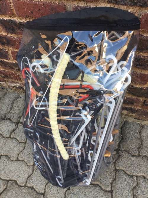 One lot variety of clothes hangers in see-through bag