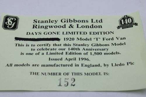 Lledo 1920 Ford model T-Stanley Gibbons Ltd Edition,Cambells Beefsteak soup,Rowntrees Cocoa,Italy