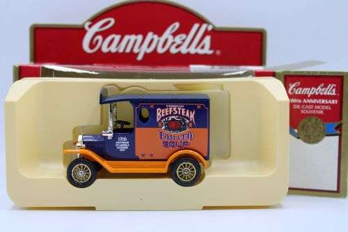 Lledo 1920 Ford model T-Stanley Gibbons Ltd Edition,Cambells Beefsteak soup,Rowntrees Cocoa,Italy