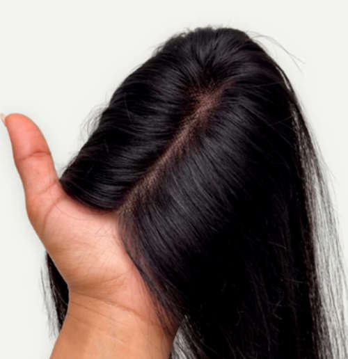 Hair Topper Human Hair light black 12 Inch