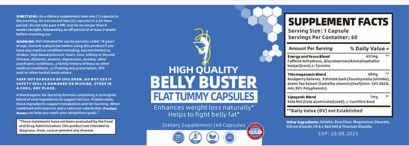 Belly Buster Flat Tummy Capsules- 60 Capsules