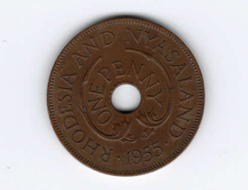 1955 Rodesia and Nyasaland One penny