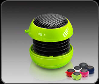 FUNKY POCKET SIZE PORTABLE SPEAKERS FOR IPOD/LAPTOP/PHONE ETC. WITH BUILT IN RECHARGEABLE BATTERY