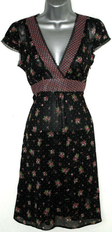 Red Herring black print sheer dress size 10