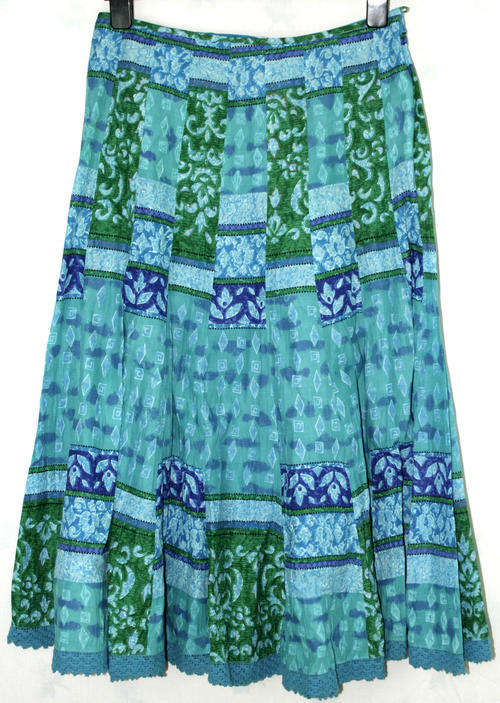 PER UNA blue print longer skirt size 10