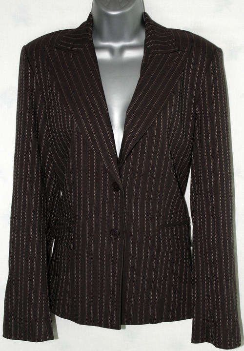 brown stripe suit jacket size 12 by designers NAUGHTY