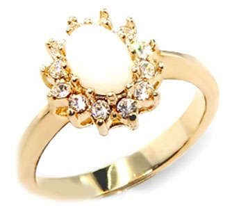 Simulated Opal and Cubic Zirconia Engagement Ring Size 9